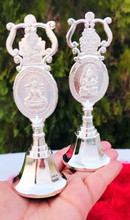 5" German Silver Bell for Puja - Affordable Diwali Return Gift/ Puja Return Gift