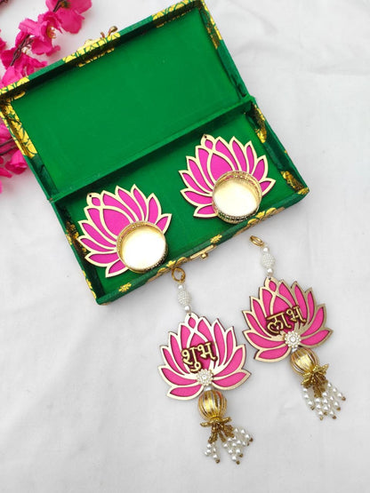 Lotus Theme Shubh Labh & Diya Combo