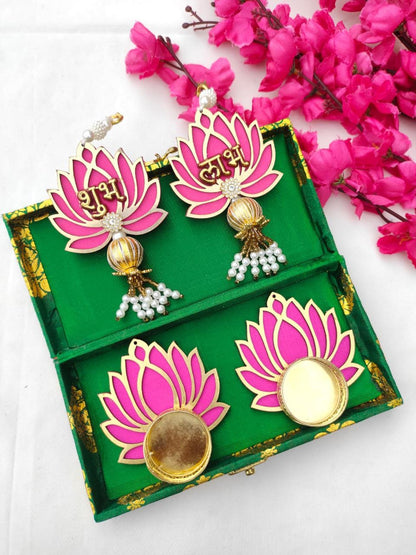 Lotus Theme Shubh Labh & Diya Combo