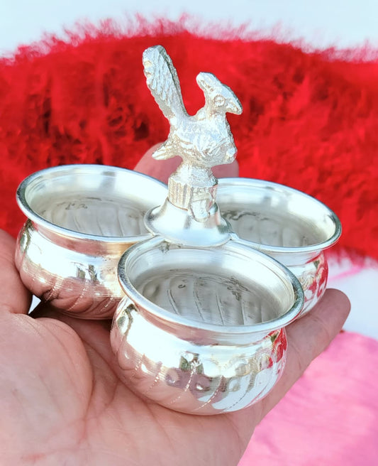German Silver Peacock Design 3 Bowl Stand