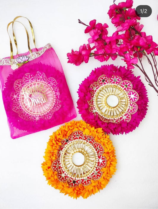 Rangoli Mat with Tissue Bag & Happy Diwali Cutout - Ready to Gift Diwali Gift