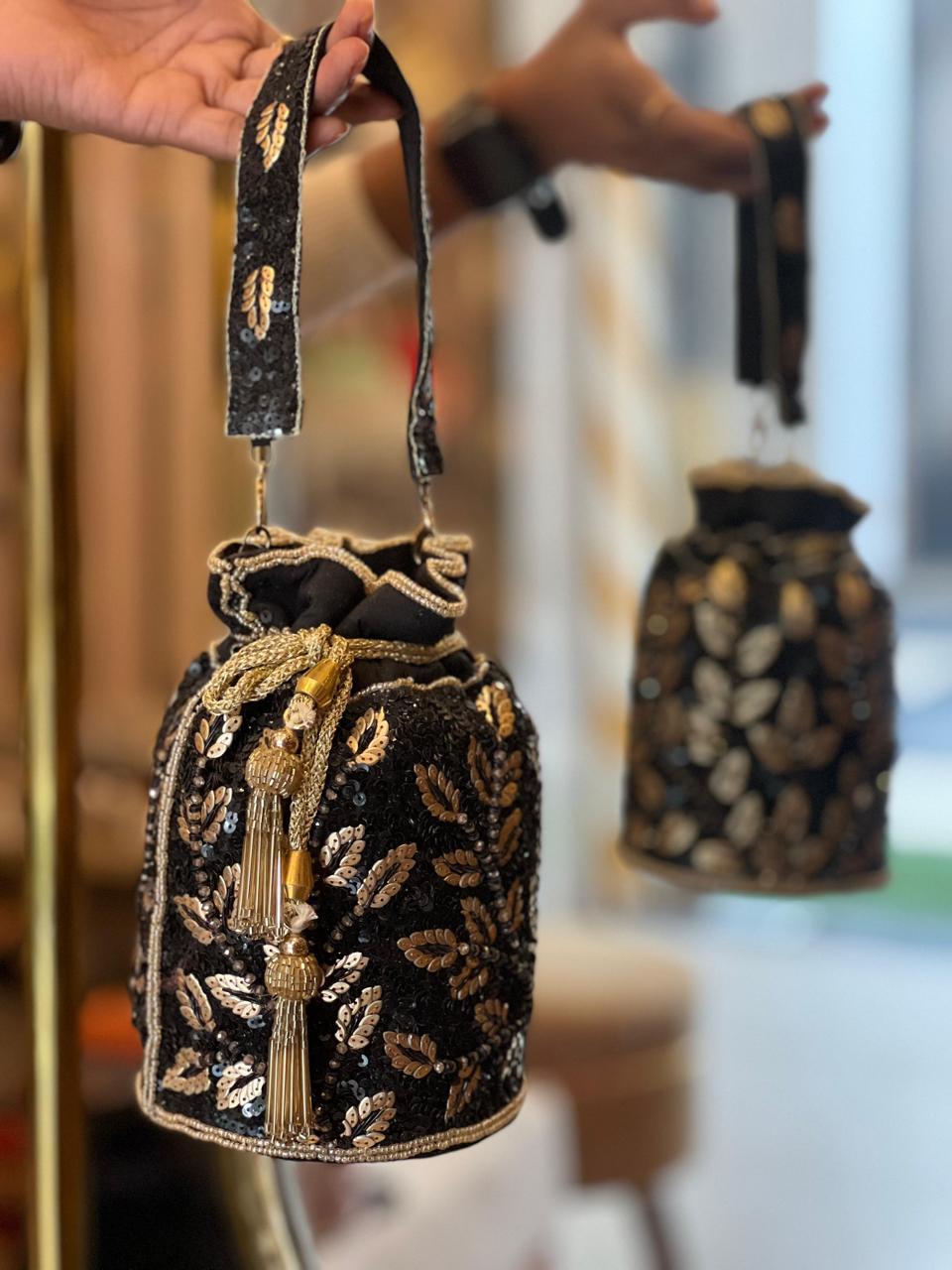 Designer Duffle Round Potli - Hand Embroidered