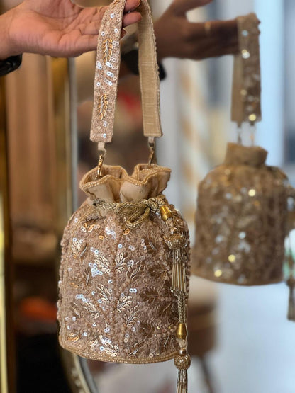 Designer Duffle Round Potli - Hand Embroidered
