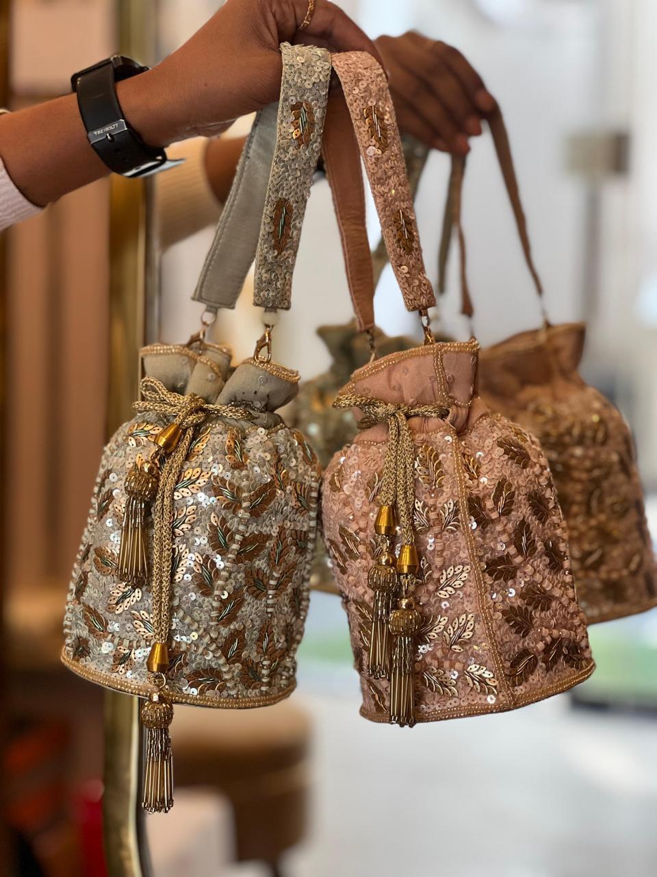 Designer Duffle Round Potli - Hand Embroidered