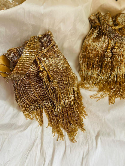 Shimmer Designer Potli Bags with Long Tassels