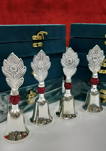 German Silver Morpankh Bell with Faux Rudraksh