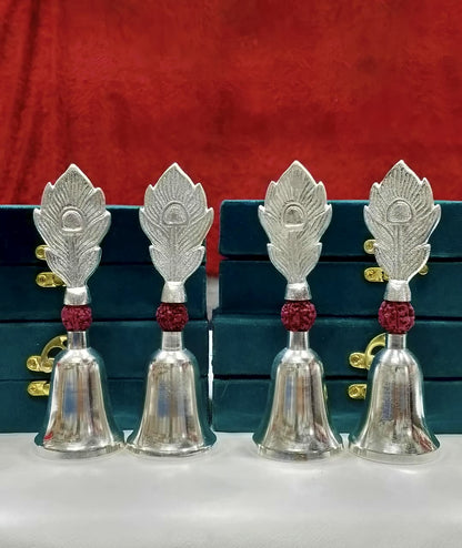 German Silver Morpankh Bell with Faux Rudraksh