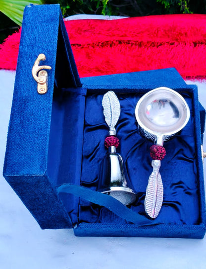 German Silver Bell with Aarti Diya Set