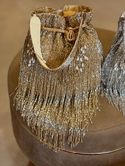 Shimmer Designer Potli Bags with Long Tassels