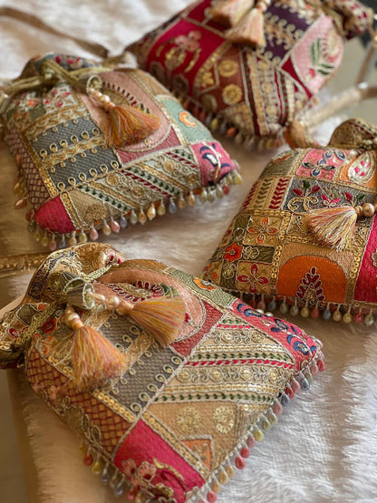 Multicolor Patchwork Embroidered Potli Bag