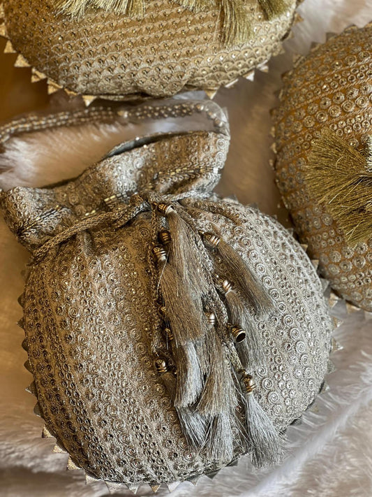 Heavy Sequin Potli Bag with Thread Embroidery