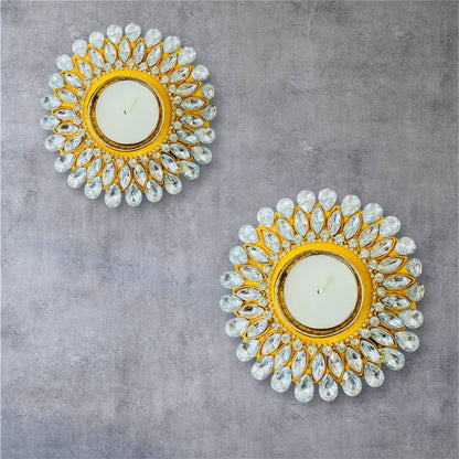 Set of 4 Kundan T-Light Holders - Affordable Return Gift for Housewarming/Diwali