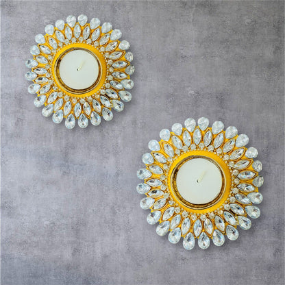 Set of 4 Kundan T-Light Holders - Affordable Return Gift for Housewarming/Diwali