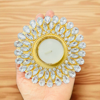 Set of 4 Kundan T-Light Holders - Affordable Return Gift for Housewarming/Diwali