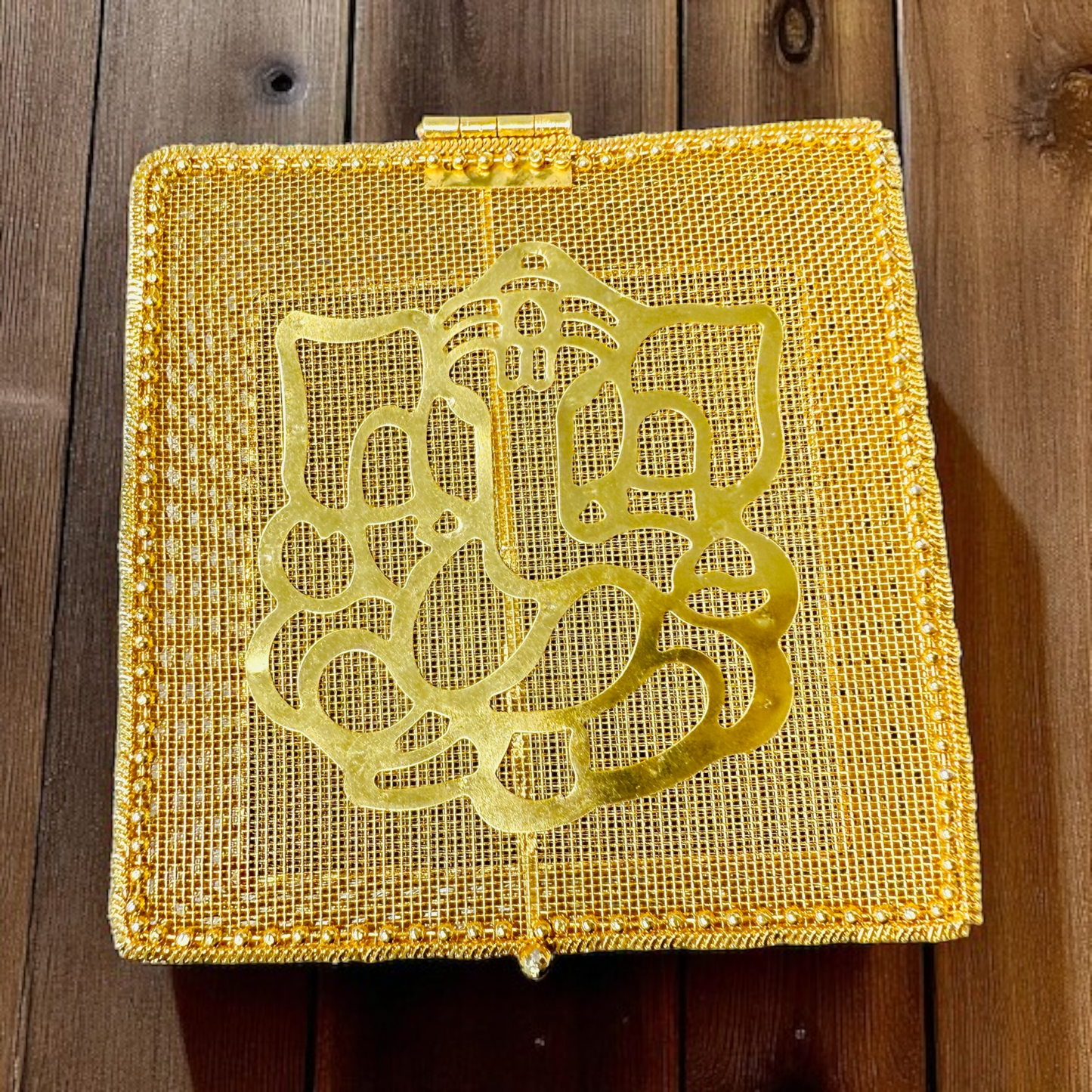 Golden Metal Ganesha Gift Boxes - Set of 2 - Perfect To Pack Small Gifts Like Diya, Jewelry