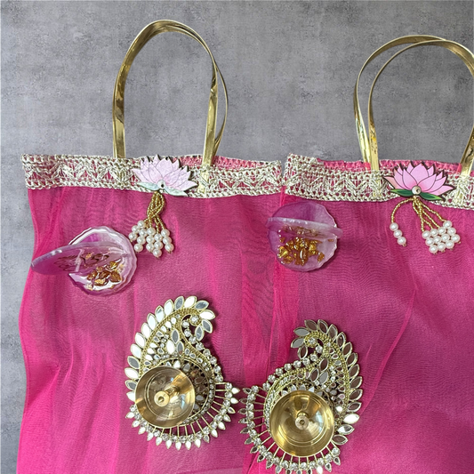 Combo of Diya, Resin Ganesha & Bag - Perfect Giveaway for Wedding, Mehendi, Karwachauth