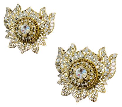 Handmade Designer Lotus Shaped Kundan Dibbies/Sindoor Daani/Trinket Box - Set of 3