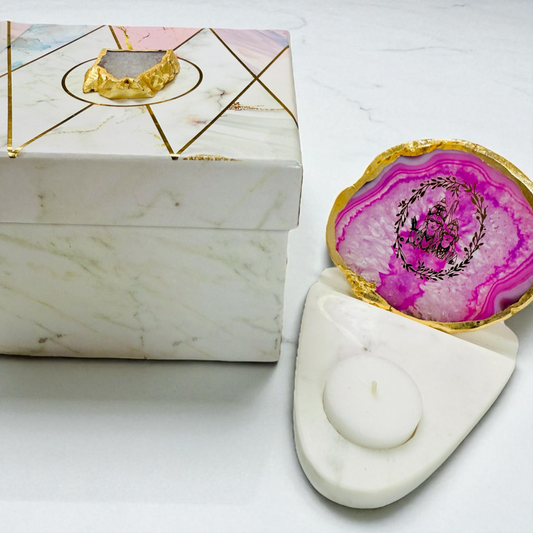 Ram Sita Ji Agate with Marble T Light Holder - Housewarming/Host Gift /Diwali Gift