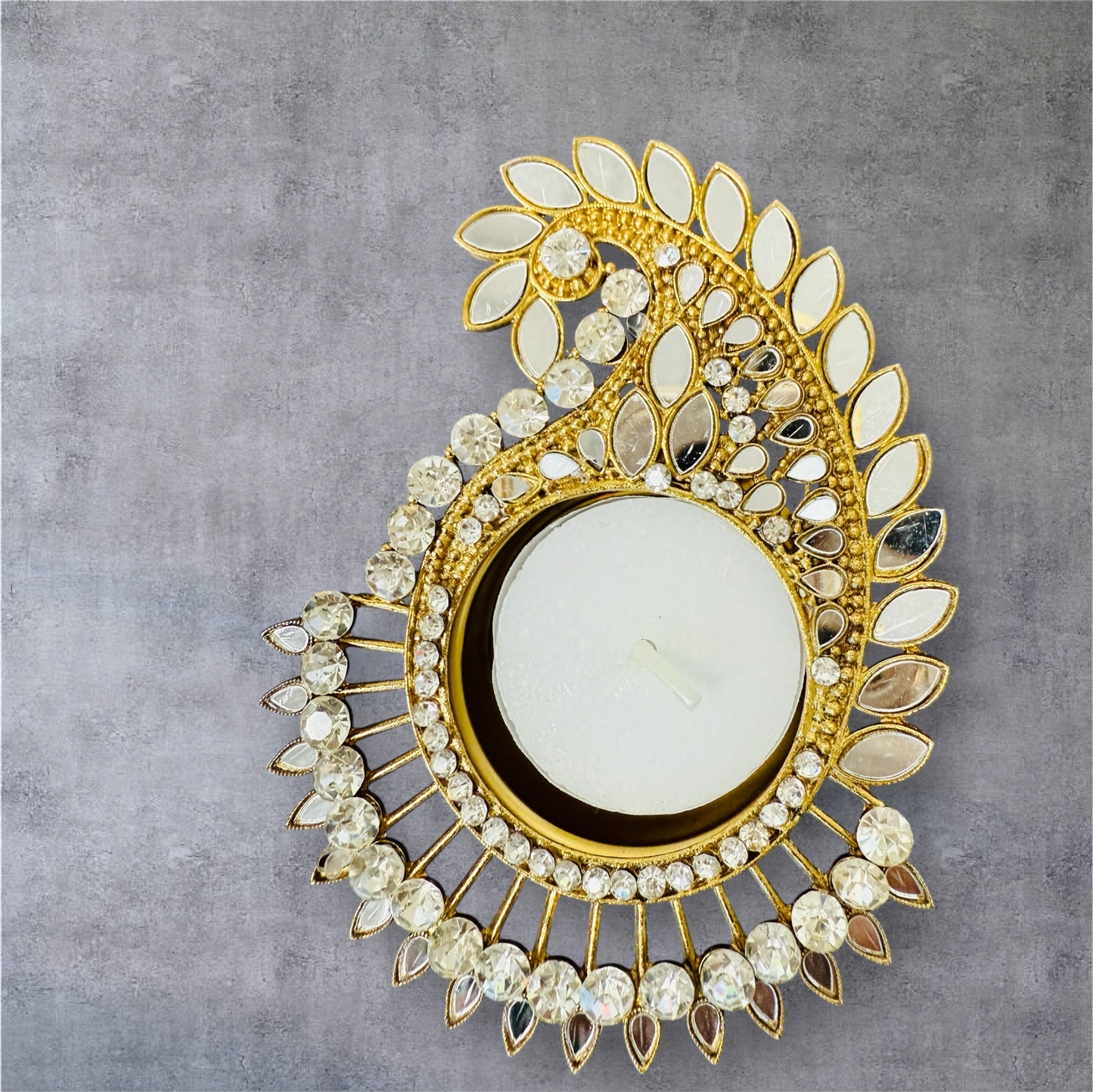 Koyari Shaped Mirror Diyas/ T-Light Holder - Set of 2