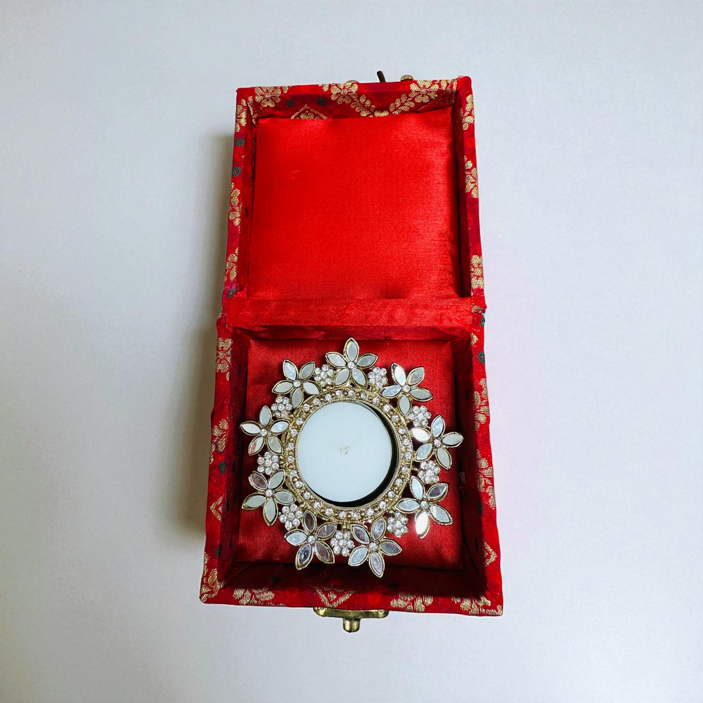 Mirror Diya with Box & Ganesha/Happy Diwali Cut Out - Set of 5