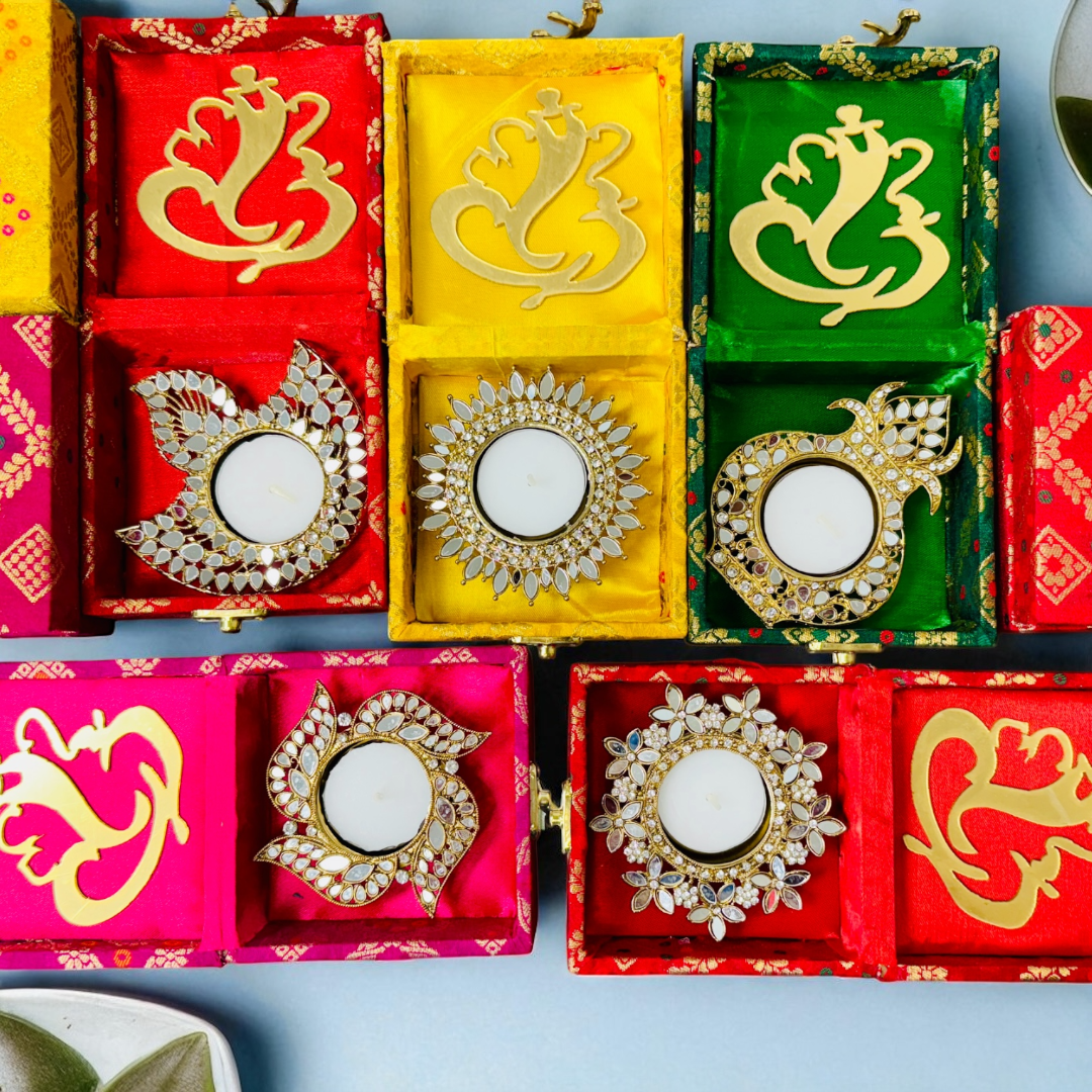 Mirror Diya with Box & Ganesha/Happy Diwali Cut Out