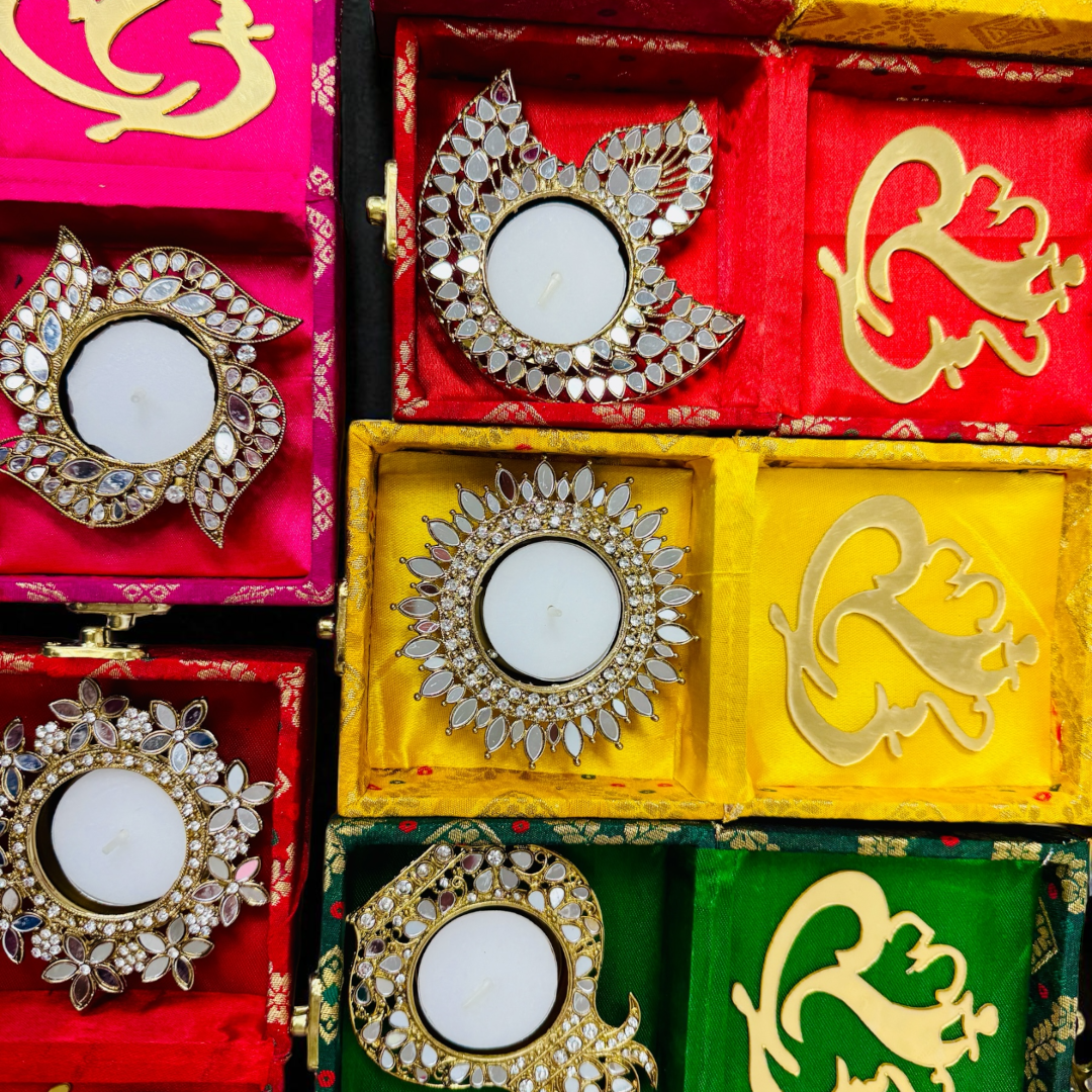 Mirror Diya with Box & Ganesha/Happy Diwali Cut Out