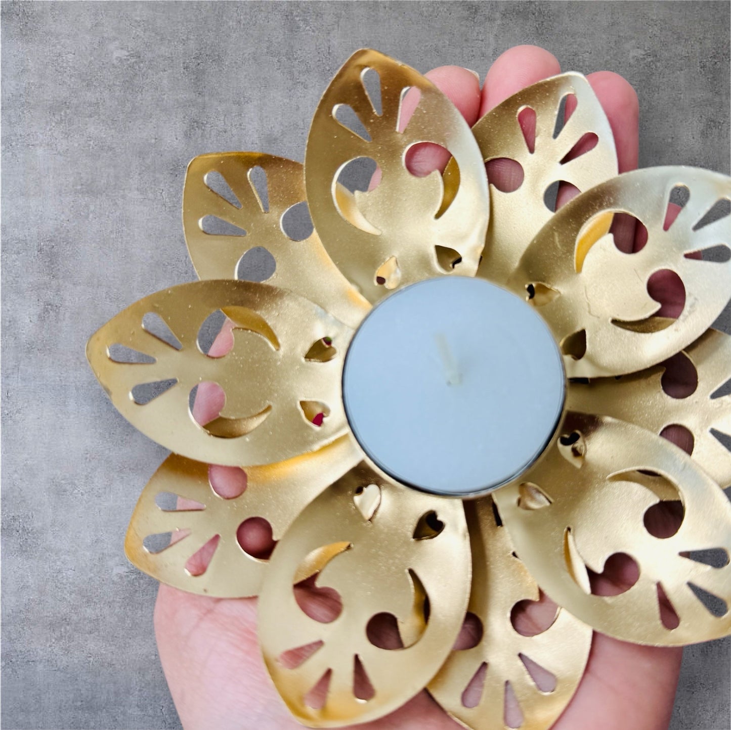 Gift Combo - Metal Lotus Diya with Resin Ganesha in Tissue Gift Bag