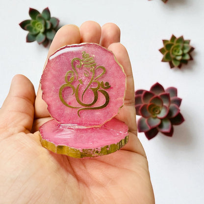 Gift Combo - Metal Lotus Diya with Resin Ganesha in Tissue Gift Bag