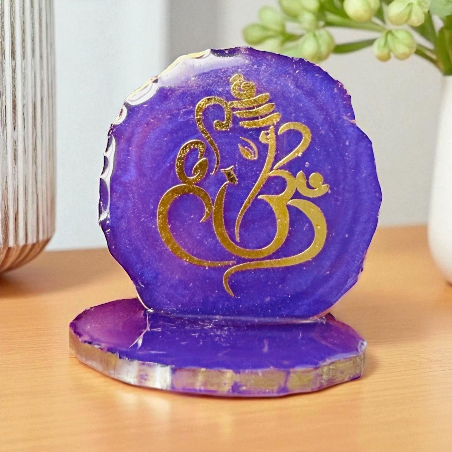 Gift Combo - Pair of Shubh Labh & Resin Ganesha in Tissue Fabric Reusable Gift Bag