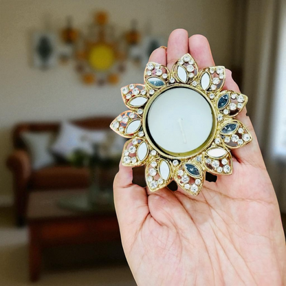 Mirror Diya with Box & Ganesha/Happy Diwali Cut Out - Set of 5