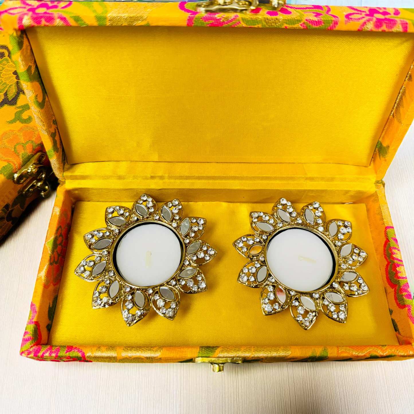 Crystal Diya Set of 2 - Beautiful Return Gifts for Any Occasion - Diwali Gifts