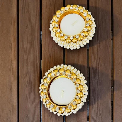 Pearl Floating Diya/ T-Light Holder Set of 2 - Beautiful Return Gifts for Any Occasion - Diwali Gifts