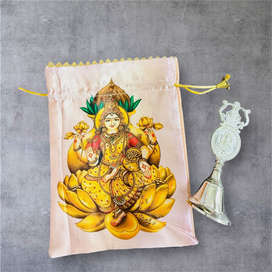 Goddess Lakshami Potli with Ganesh Lakshmi German Silver Bell