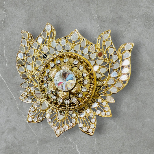 Handmade Designer Lotus Shaped Kundan Dibbies/Sindoor Daani/Trinket Box