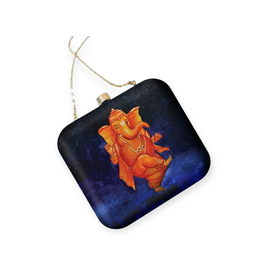 Indian Ethnic Designer Box Clutch with Lord Ganesha