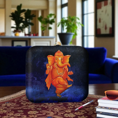 Indian Ethnic Designer Box Clutch with Lord Ganesha