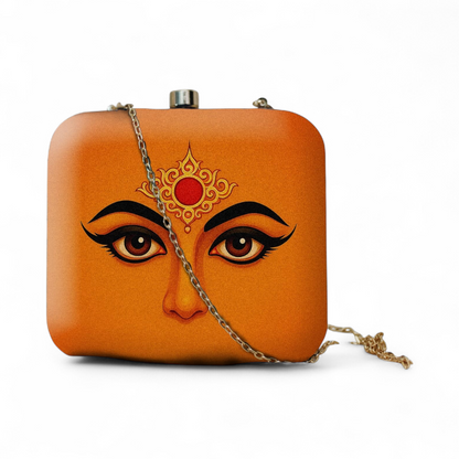 Durga Maa Portrait with Bindi Printed Clutch