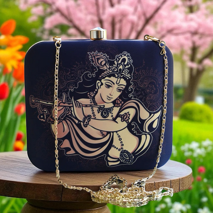 Lord Krishna with Basuri Portrait Clutch