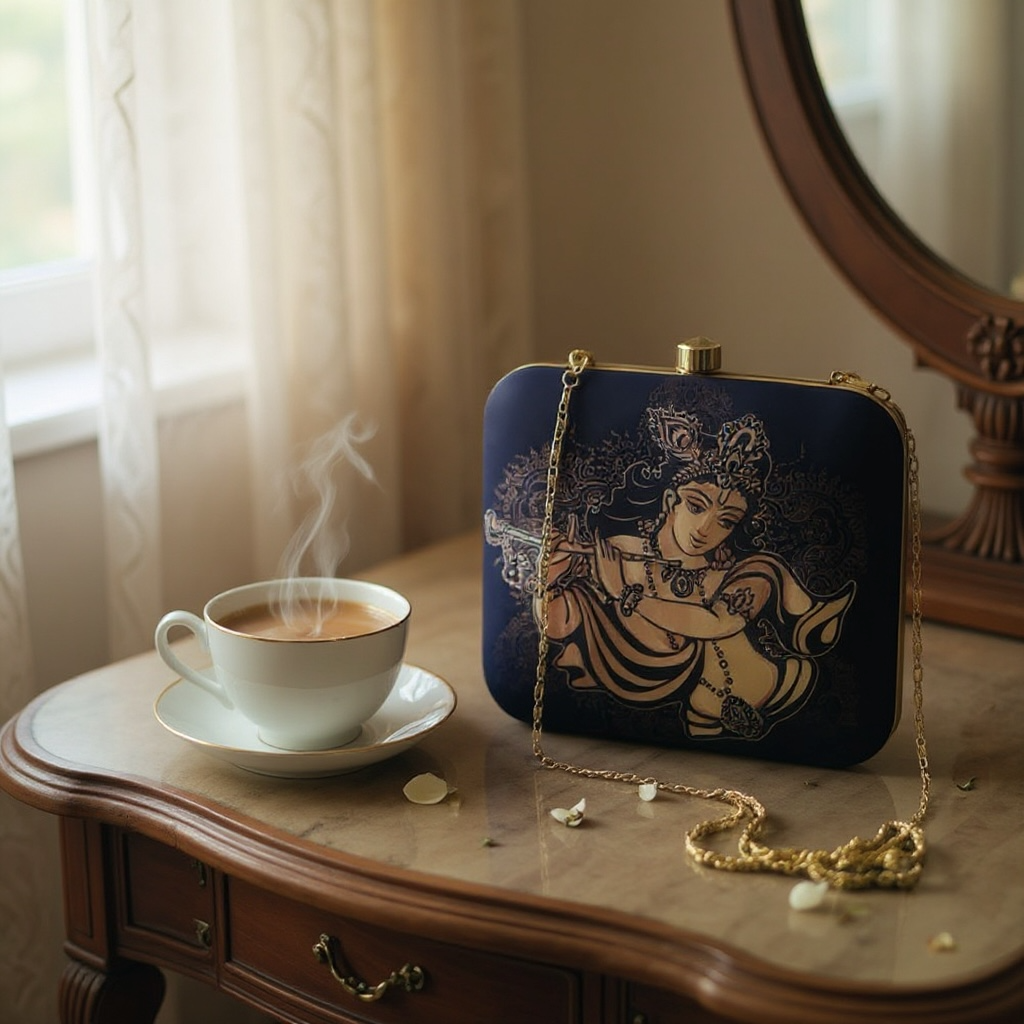 Lord Krishna with Basuri Portrait Clutch