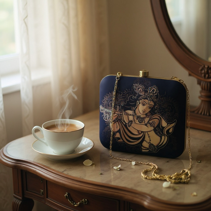Lord Krishna with Basuri Portrait Clutch