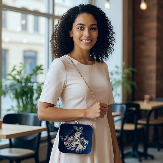 Lord Krishna with Basuri Portrait Clutch
