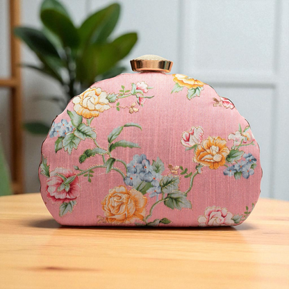 Floral Printed Zari Embroidery Clutch
