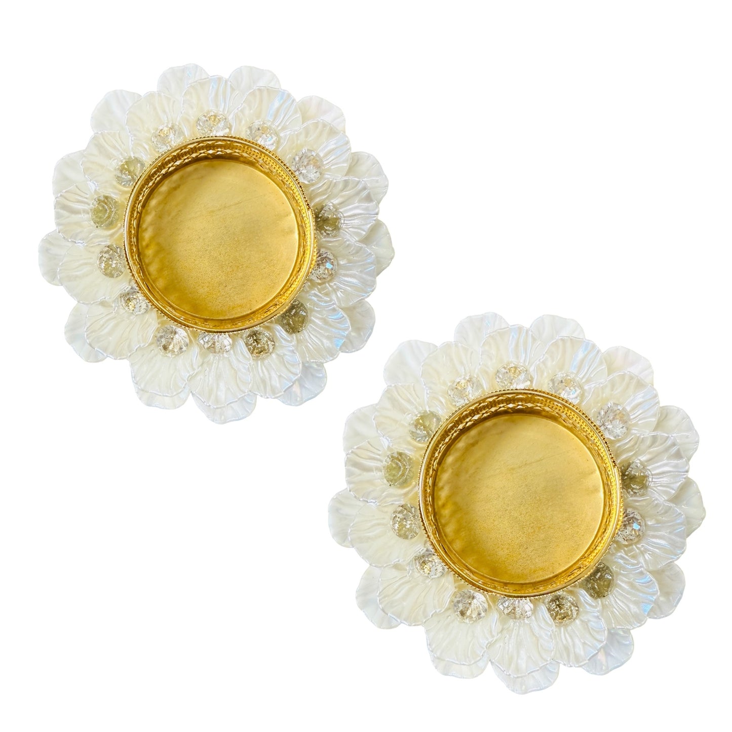 Set of 2 Dainty Acrylic Shell Flower Shaped T-Light Holders/Diya