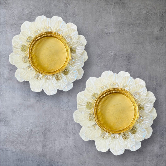 Set of 2 Dainty Acrylic Shell Flower Shaped T-Light Holders/Diya