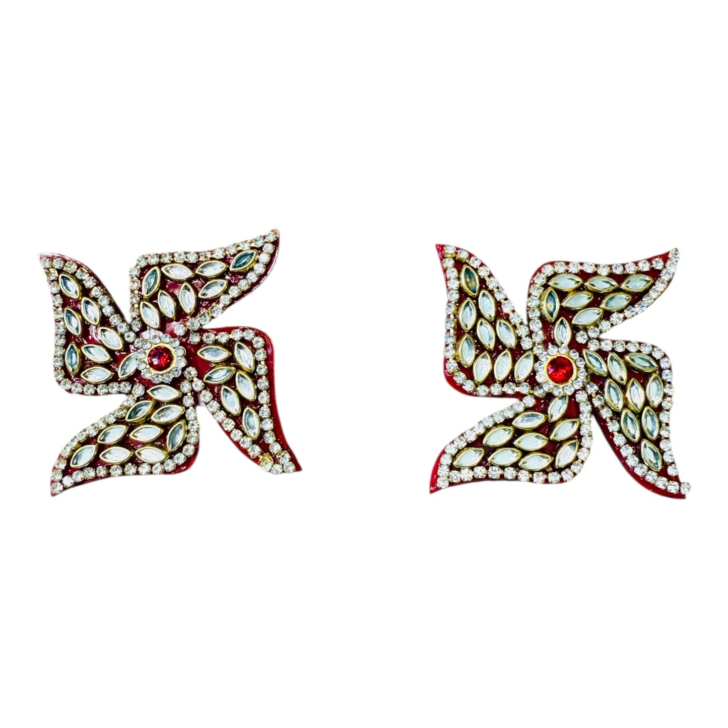 Set of Kundan Laxmi Charan & Pair of Swatik for Diwali Pooja
