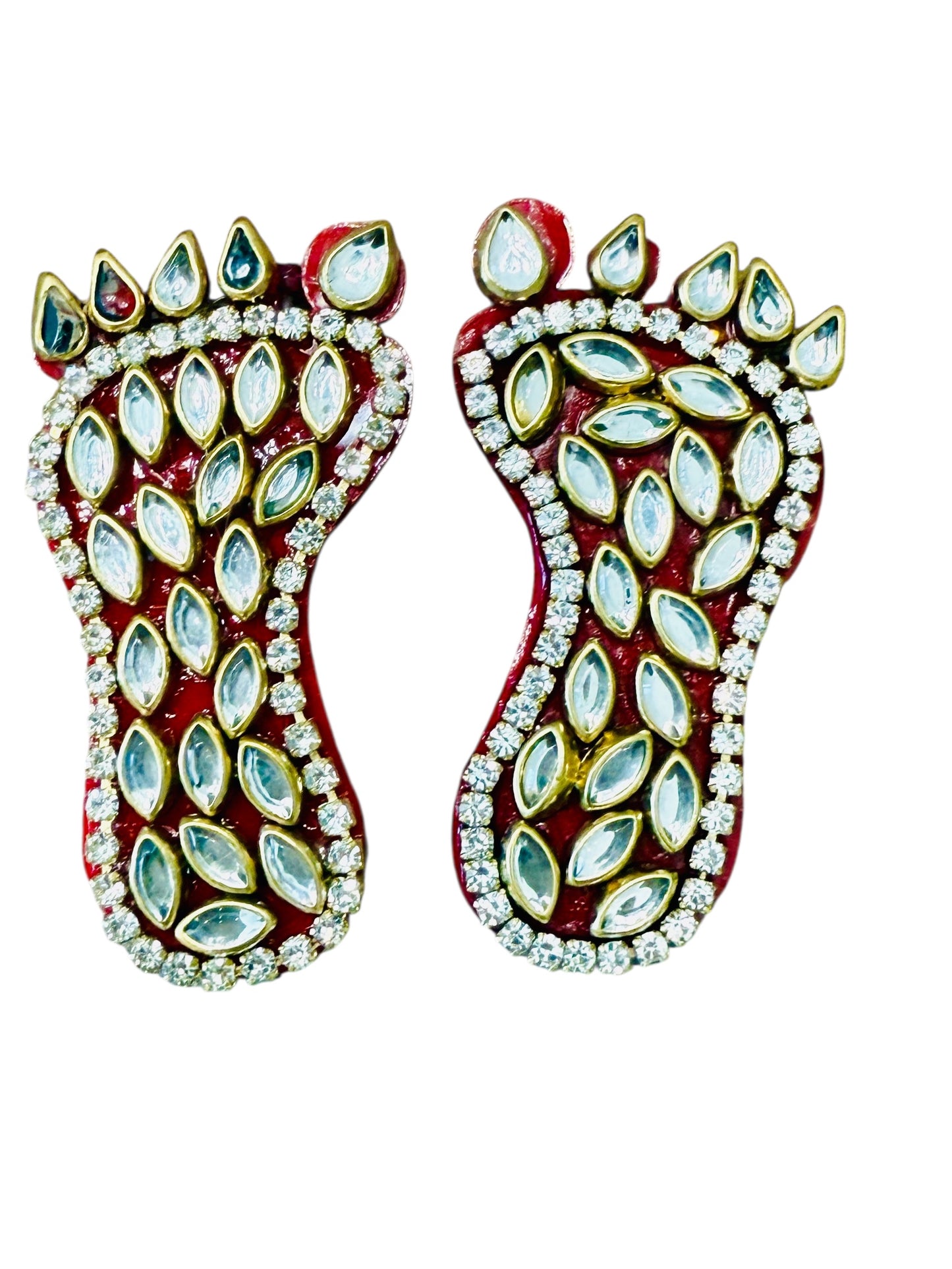 Set of Kundan Laxmi Charan & Pair of Swatik for Diwali Pooja