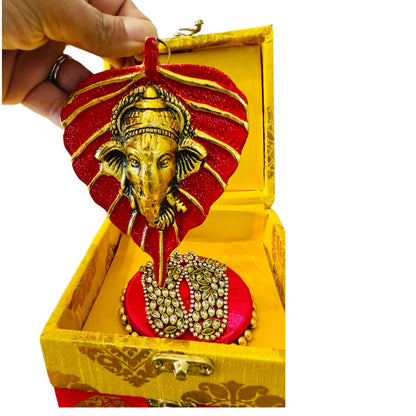 Ready-to-Gift Diwali Combos - German Silver Ganesha Hanging in Gift Box with Happy Diwali Decal