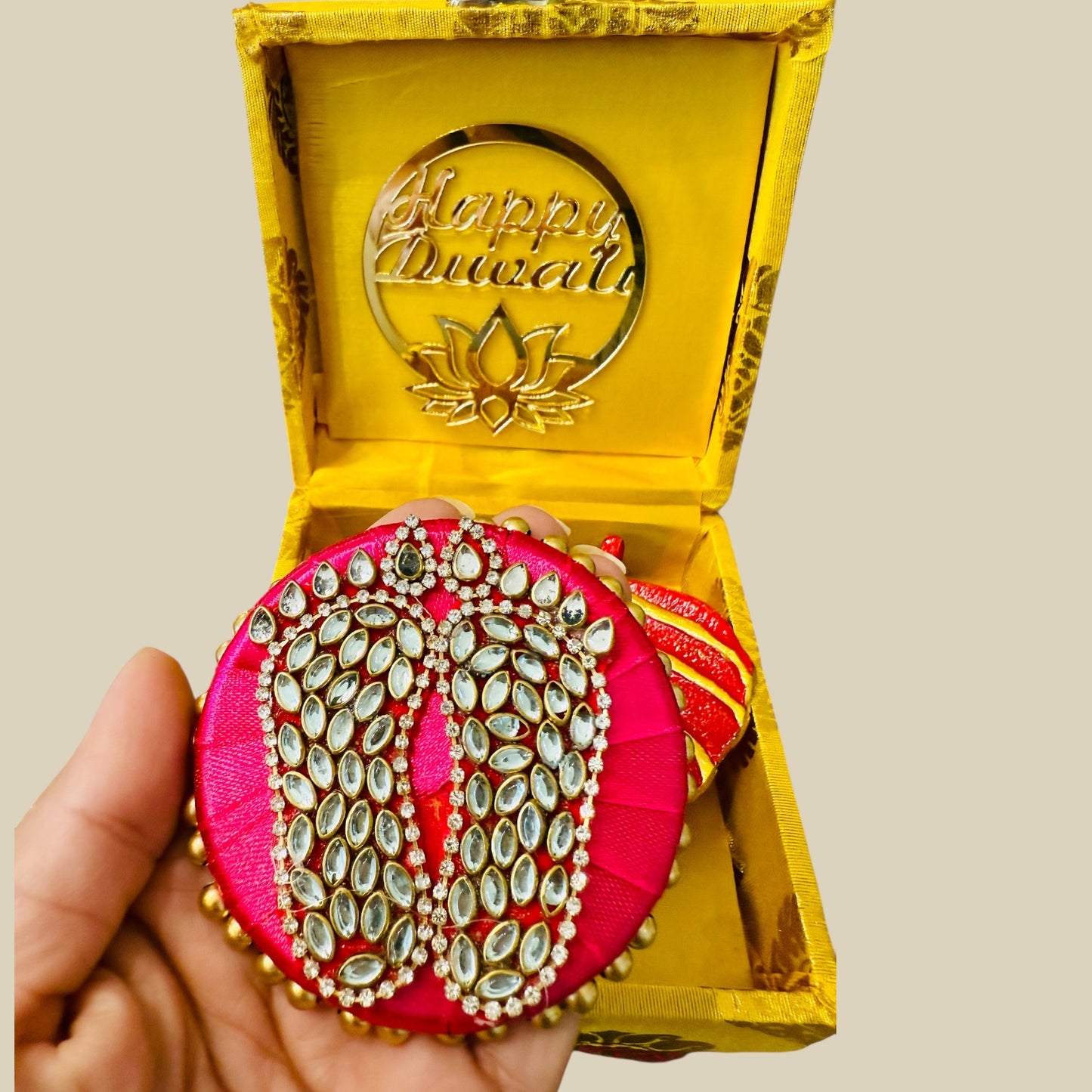 Ready-to-Gift Diwali Combos - German Silver Ganesha Hanging in Gift Box with Happy Diwali Decal