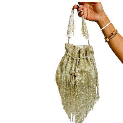 Shimmer Designer Potli Bags with Long Tassels