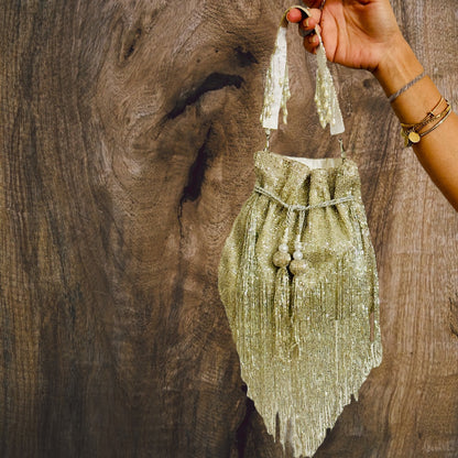 Shimmer Designer Potli Bags with Long Tassels